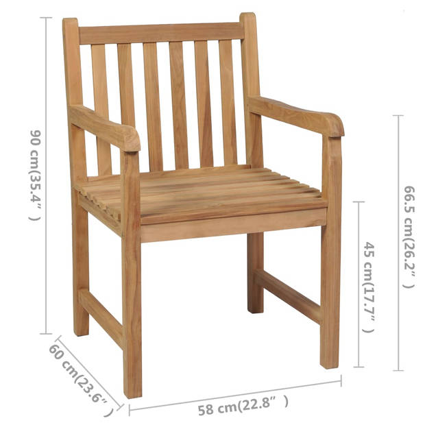 vidaXL Tuinstoelen 4 st met groene kussens massief teakhout