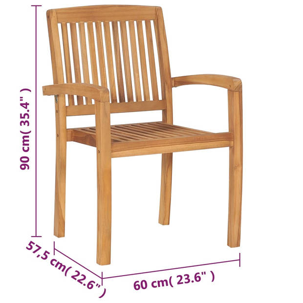 vidaXL Tuinstoelen stapelbaar 8 st massief teakhout