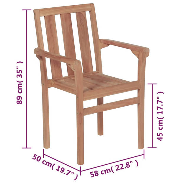 vidaXL Tuinstoelen 8 st stapelbaar massief teakhout