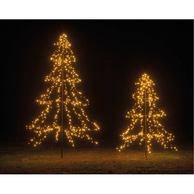 Verlichte figuren zwarte lichtboom/metalen boom/kerstboom met 420 led lichtjes 200 cm - kerstverlichting figuur