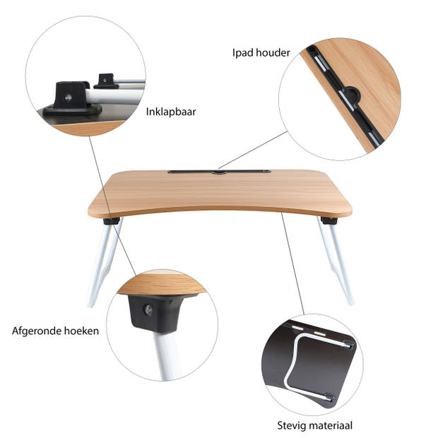 Bedtafel voor laptop, tablet, boek of ontbijt - hout