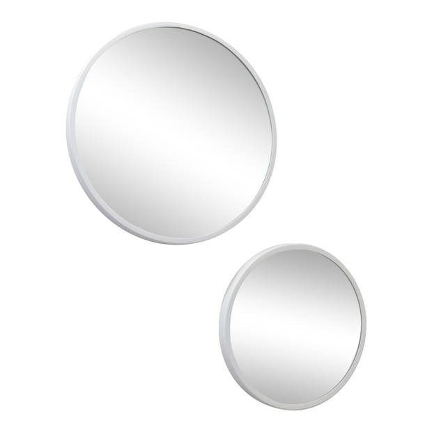 LOFT42 Mirror Spiegels Rond Wit Set van 2 - Metaal - Ø45 & Ø35