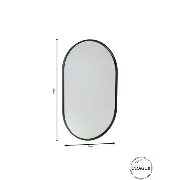 Fragix Boston Spiegel Ovaal - Zwart - Metaal - 80x50