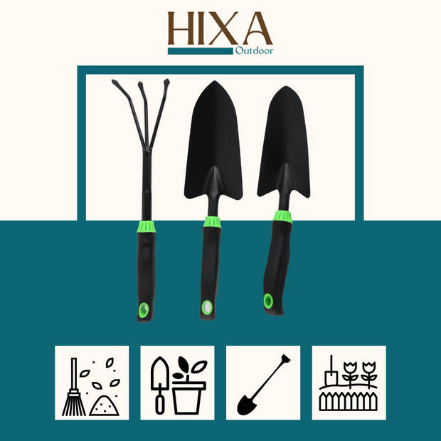 HIXA Tuingereedschap - Hark - Schep - Set - 3 stuks