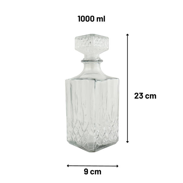 Orange85 Whiskey karaf - Water karaf - 1000 ml - Glas - Decanter - Kristal - Luchtdicht - Vloeistofdicht