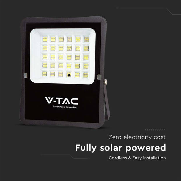V-TAC VT-55300 Schijnwerpers op zonne-energie - IP65 - Zwarte behuizing - 2400 lumen - 4000K