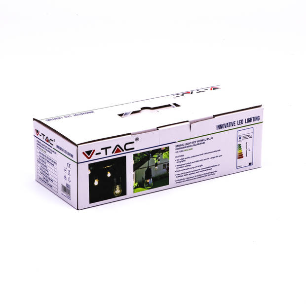 V-TAC VT-7135 E27 LED-buizen String Lights - WP - Socket - Zwart - IP54 - Modelnr: - VT-7135