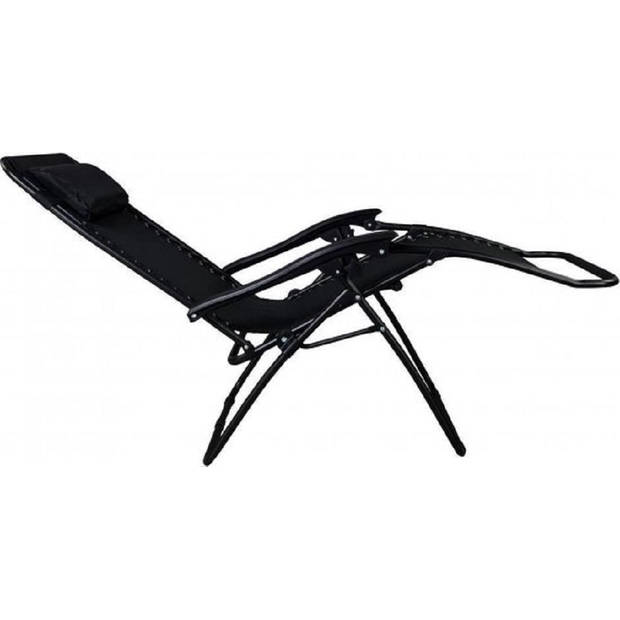 Opvouwbaar Strandstoel - Ligstoel met Bekerhouder - Loungestoel - Draagvermogen tot 130 kg - Zwart