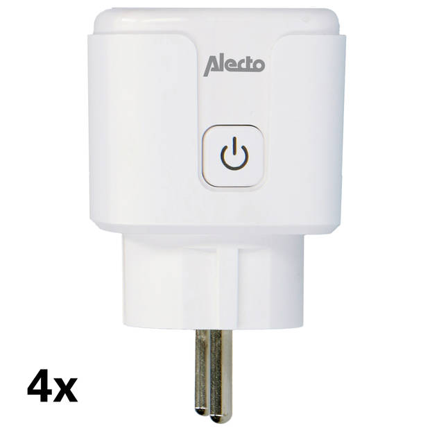 Smart wifi tussenstekker met energiemeter, 16A, 3680W, 4 pack Alecto Wit