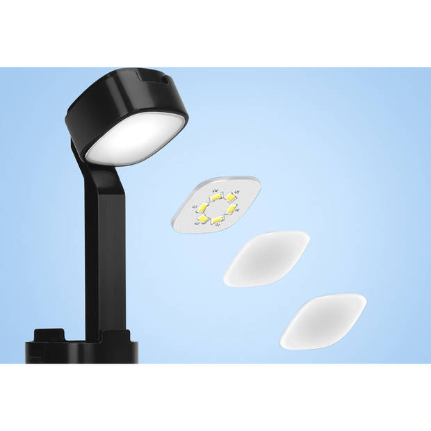 LED Bureaulamp - Aigi Cluno - 3W - USB Oplaadfunctie - Natuurlijk Wit 4500K - Dimbaar - Rechthoek - Mat Zwart -