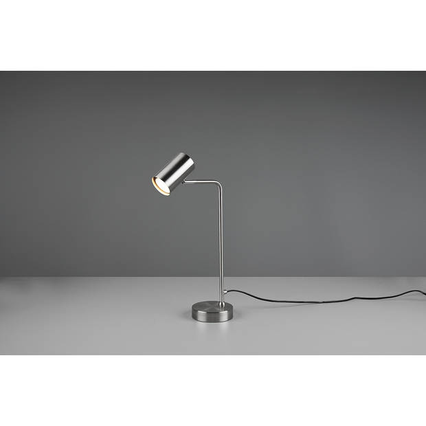 LED Bureaulamp - Tafelverlichting - Trion Milona - GU10 Fitting - Rond - Mat Nikkel - Aluminium