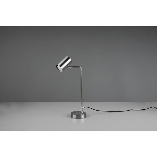 LED Bureaulamp - Tafelverlichting - Trion Milona - GU10 Fitting - Rond - Mat Nikkel - Aluminium