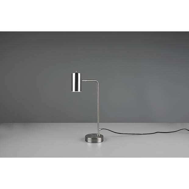 LED Bureaulamp - Tafelverlichting - Trion Milona - GU10 Fitting - Rond - Mat Nikkel - Aluminium