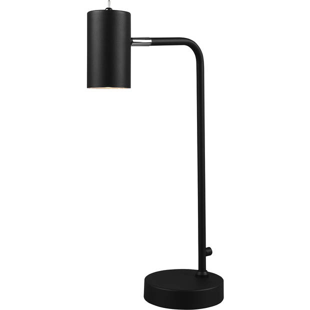 LED Bureaulamp - Tafelverlichting - Trion Milona - GU10 Fitting - Rond - Mat Zwart - Aluminium