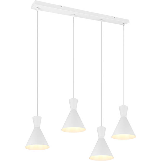 LED Hanglamp - Trion Ewomi - E27 Fitting - 4-lichts - Rechthoek - Mat Wit - Aluminium