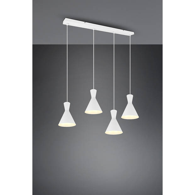 LED Hanglamp - Trion Ewomi - E27 Fitting - 4-lichts - Rechthoek - Mat Wit - Aluminium