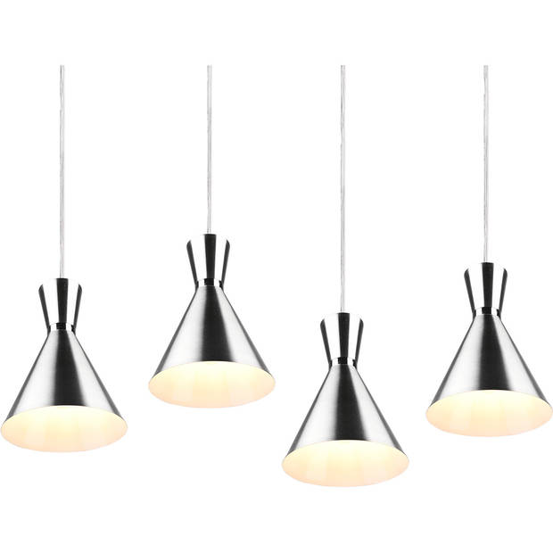 LED Hanglamp - Trion Ewomi - E27 Fitting - 4-lichts - Rechthoek - Mat Nikkel - Aluminium
