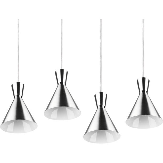 LED Hanglamp - Trion Ewomi - E27 Fitting - 4-lichts - Rechthoek - Mat Nikkel - Aluminium