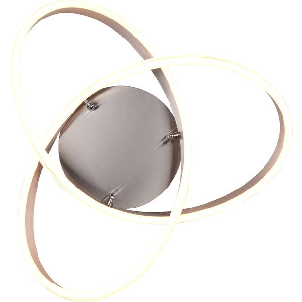 LED Plafondlamp - Plafondverlichting - Trion Yarino - 58W - Aanpasbare Kleur - Dimbaar - Rond - Mat Nikkel - Aluminium