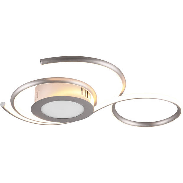 LED Plafondlamp - Plafondverlichting - Trion Jivino - 36W - Aanpasbare Kleur - Dimbaar - Rond - Mat Nikkel - Aluminium