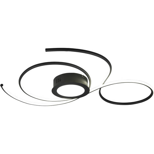 LED Plafondlamp - Plafondverlichting - Trion Jivino - 48W - Aanpasbare Kleur - Dimbaar - Rond - Mat Zwart - Aluminium