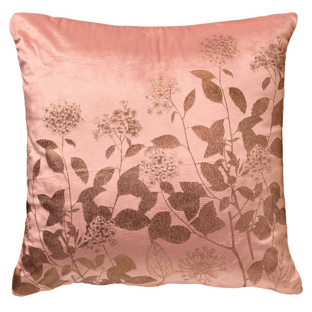 Dutch Decor - ROSALIE - Kussenhoes 45x45 cm - velvet - bloemen en blaadjes - Muted Clay - roze