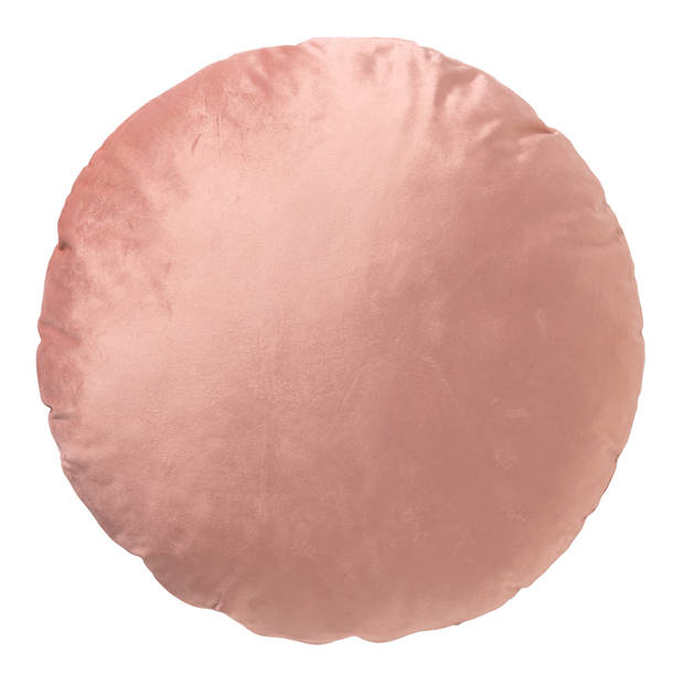 Dutch Decor - ROSIE - Sierkussen rond Ø45 cm Muted Clay - velvet - roze