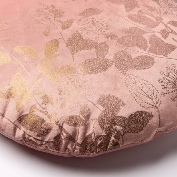 Dutch Decor - ROSIE - Sierkussen rond Ø45 cm Muted Clay - velvet - roze