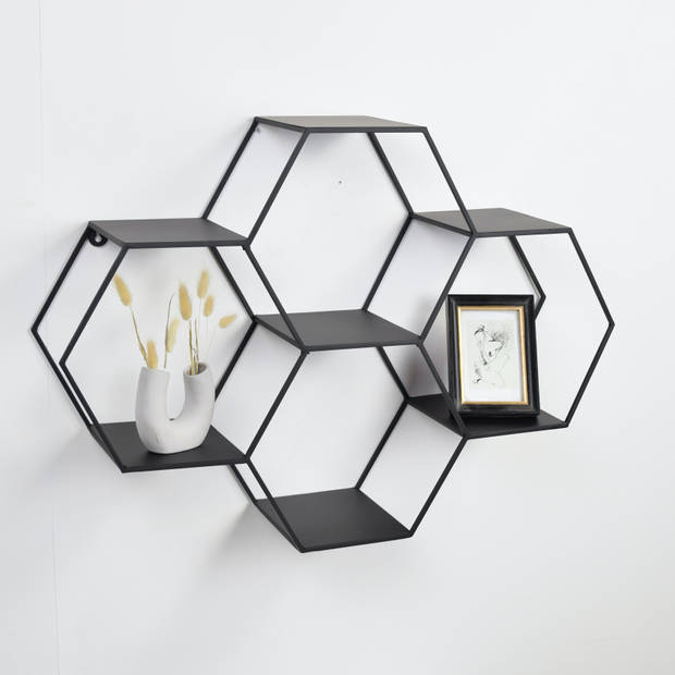 LOFT42 Hexagon Wandrek Zeshoekig - Zwart - 57x80x20