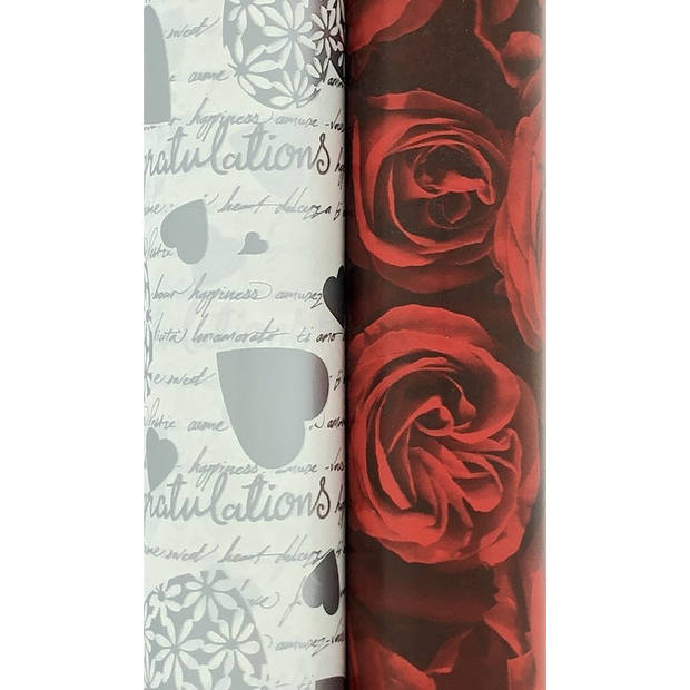 Luxe Valentijn assortiment cadeaupapier inpakpapier kadopapier - 300 x 70 cm - 3 Rollen