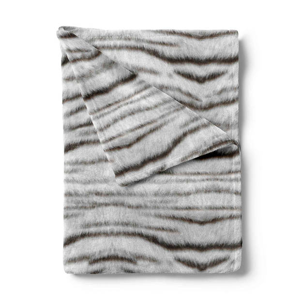 Zo Home Flanel Fleece Plaid Siberian White tiger - grey - 140x200cm