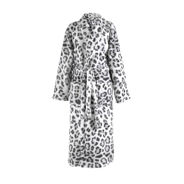 Zo Home Flanel Fleece Badjas Snow Leopard - grey - S