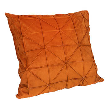 QUVIO Kussenhoes met grafisch patroon - 50 x 50 cm - Fluweel - Oranje