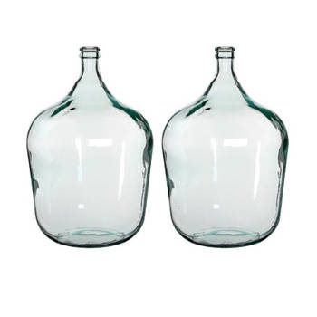 2x stuks fles vazen Diego 40 x 56 cm transparant gerecycled glas - Vazen