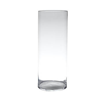 Transparante home-basics cylinder vorm vaas/vazen van glas 60 x 19 cm - Vazen