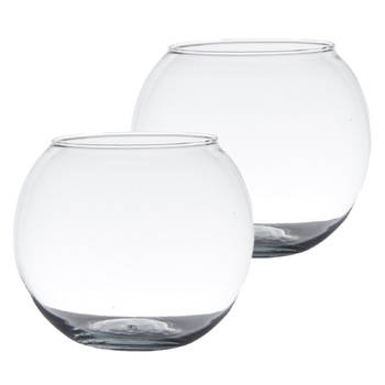 Set van 2x stuks transparante vissenkom of bol vaas/vazen van glas 13 x 16 cm - Vazen
