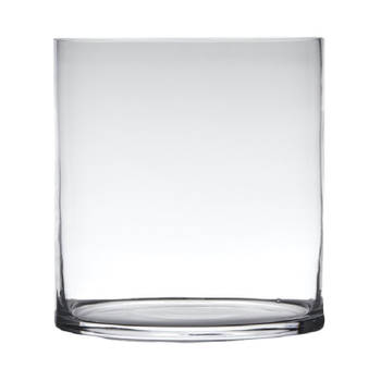 Transparante home-basics cilinder vorm vaas/vazen van glas 30 x 25 cm - Vazen