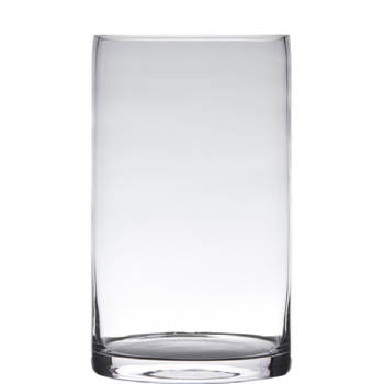 Transparante home-basics cylinder vorm vaas/vazen van glas 20 x 15 cm - Vazen