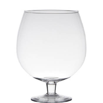 Transparante luxe stijlvolle Brandy vaas/vazen van glas 20 cm - Vazen