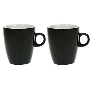 Set van 4x stuks koffie kopjes/bekers zwart 190 ml - Bekers