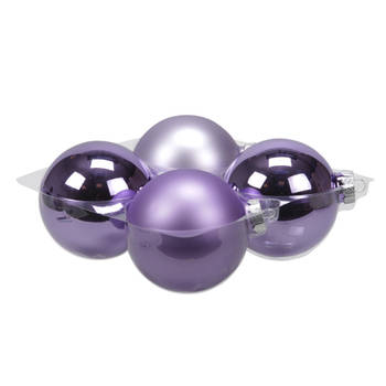 4x stuks glazen kerstballen amethyst paars 10 cm mat/glans - Kerstbal