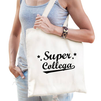 Super Collega katoenen cadeau tas / shopper naturel dames en heren - Feest Boodschappentassen