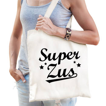 Super Zus katoenen cadeau tasje wit voor dames - Feest Boodschappentassen