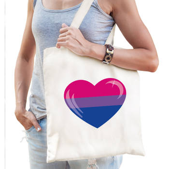 Bi / biseksueel pride hart katoenen tas wit - Feest Boodschappentassen