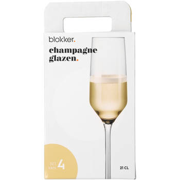 Blokker champagne glazen Luxe - 21 cl - set van 4