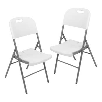 Hanse® 2 stuks Stevige Klapstoelen van Kunststof 49x45x90 cm - Wit