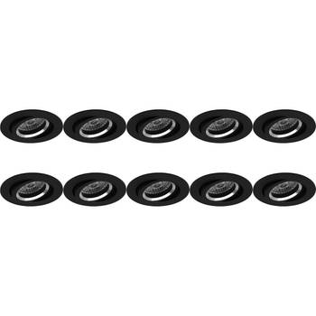 Spot Armatuur 10 Pack - Pragmi Aerony Pro - GU10 Inbouwspot - Rond - Zwart - Aluminium - Kantelbaar - Ø82mm