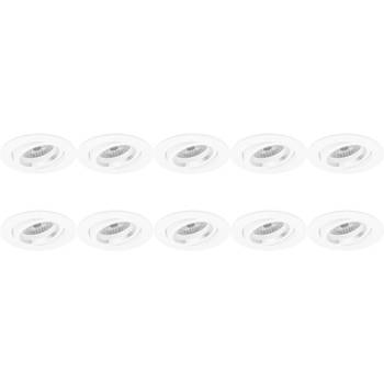 Spot Armatuur 10 Pack - Pragmi Aerony Pro - GU10 Inbouwspot - Rond - Wit - Aluminium - Kantelbaar - Ø82mm