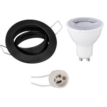 LED Spot Set - GU10 Fitting - Dimbaar - Inbouw Rond - Mat Zwart - 6W - Natuurlijk Wit 4200K - Kantelbaar Ø82mm