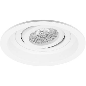 Spot Armatuur GU10 - Pragmi Domy Pro - GU10 Inbouwspot - Rond - Wit - Aluminium - Verdiept - Kantelbaar - Ø105mm